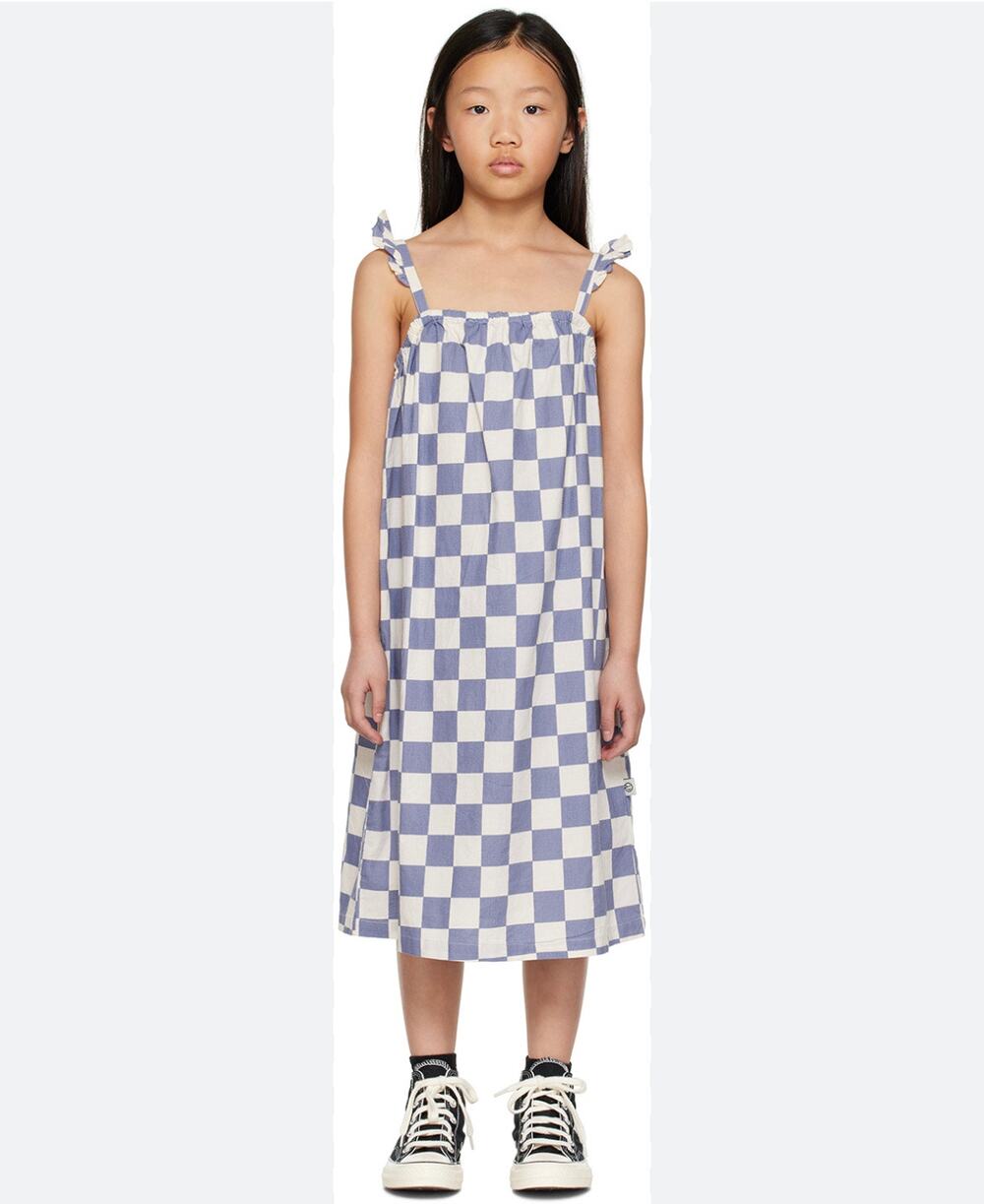WYNKEN girls  Blue & White check Cuore Sun Dress size 12. NWT